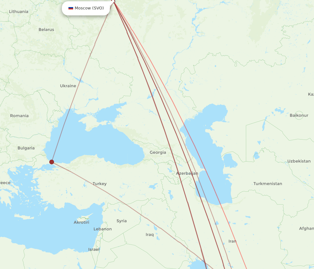 MCT to SVO flights and routes map