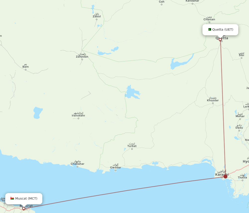 MCT-UET flight routes
