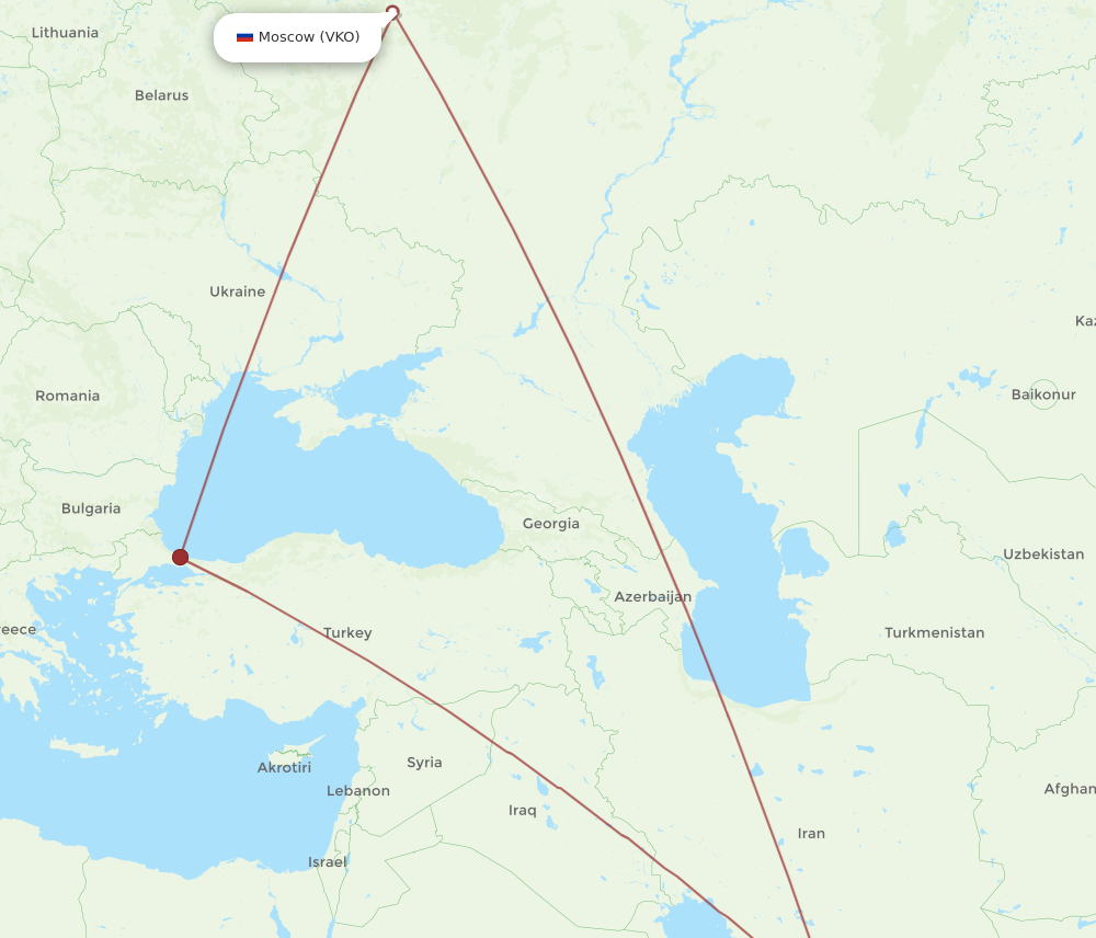 MCT to VKO flights and routes map
