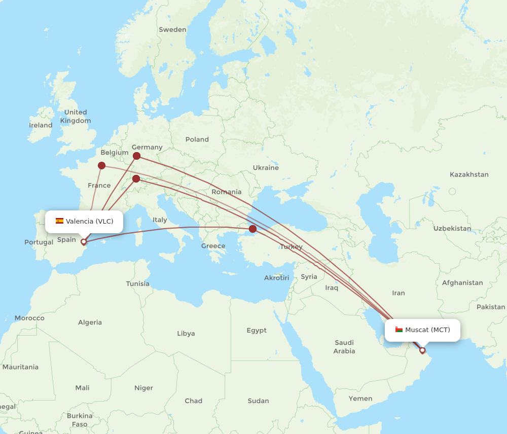 MCT-VLC flight routes