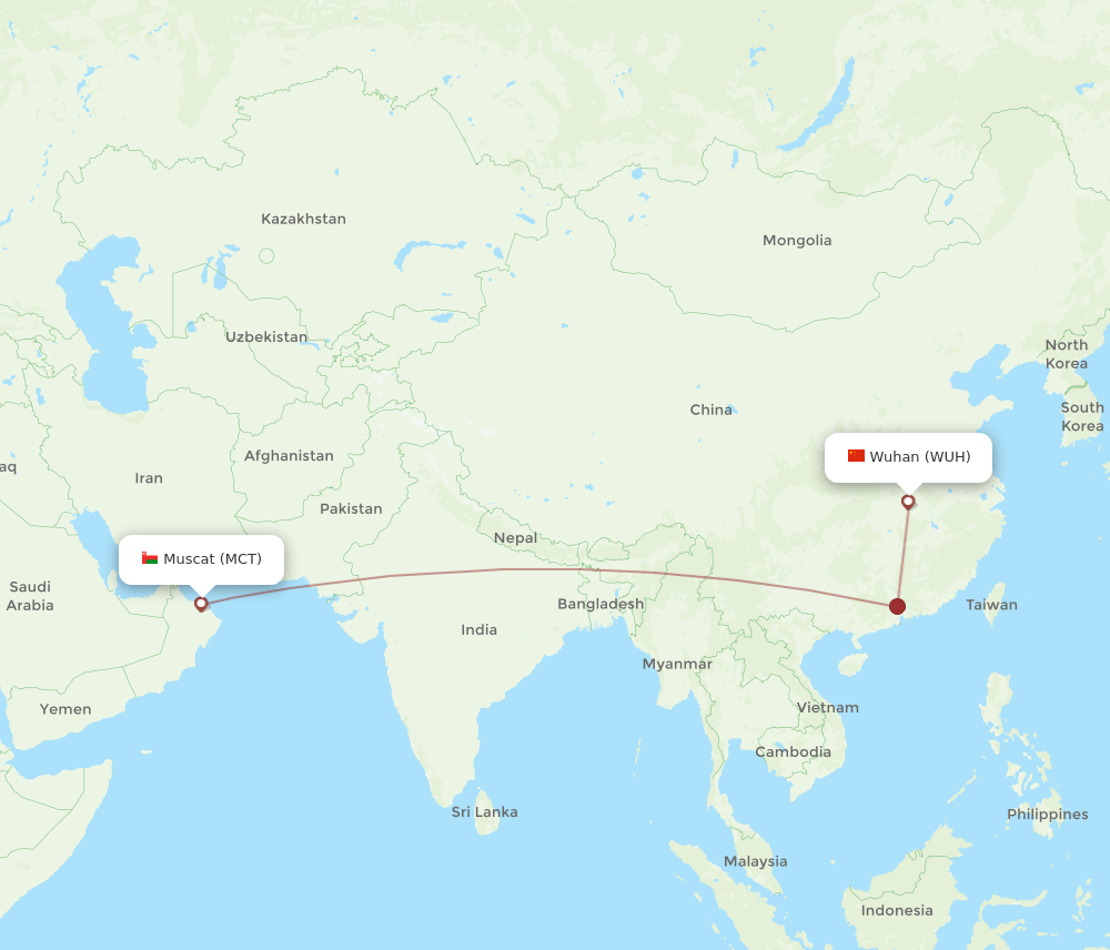 MCT-WUH flight routes