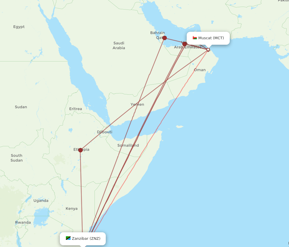 MCT-ZNZ flight routes