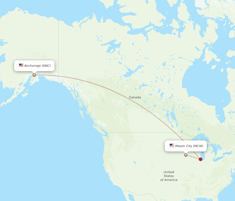 Anchorage - Mason City route map and flight paths