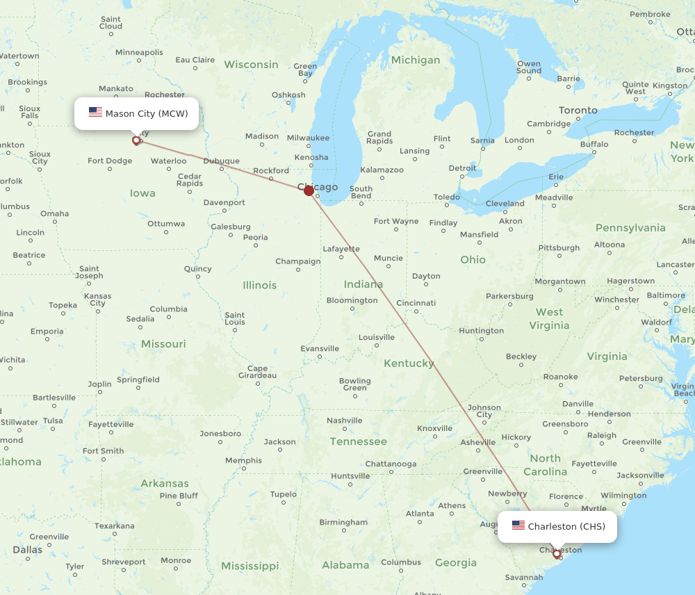 MCW-CHS flight routes