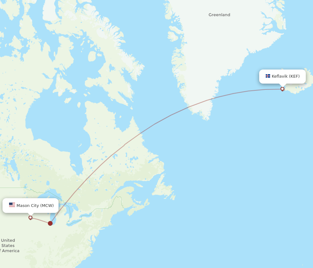 MCW-KEF flight routes