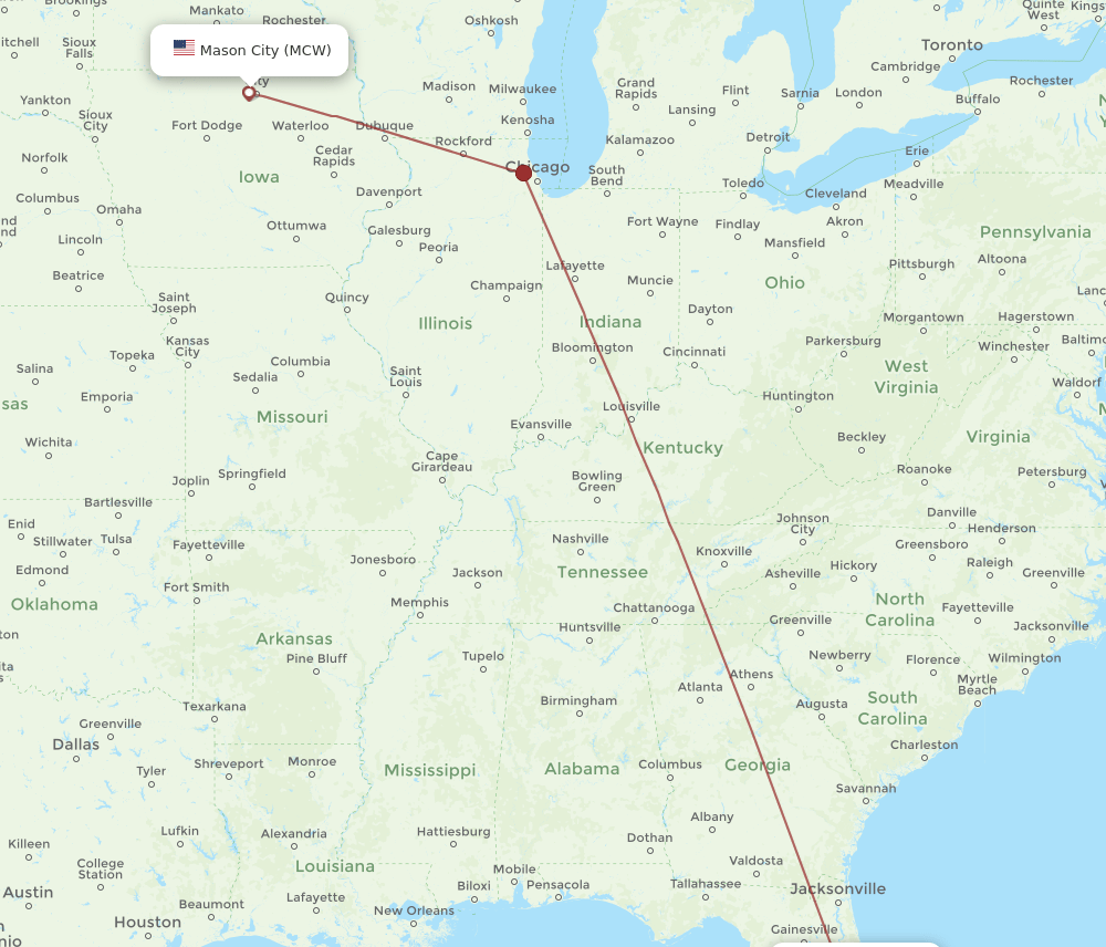 MCW-MCO flight routes