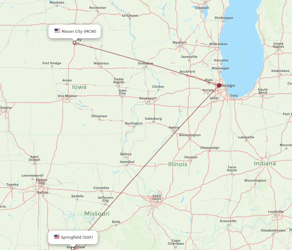 MCW-SGF flight routes