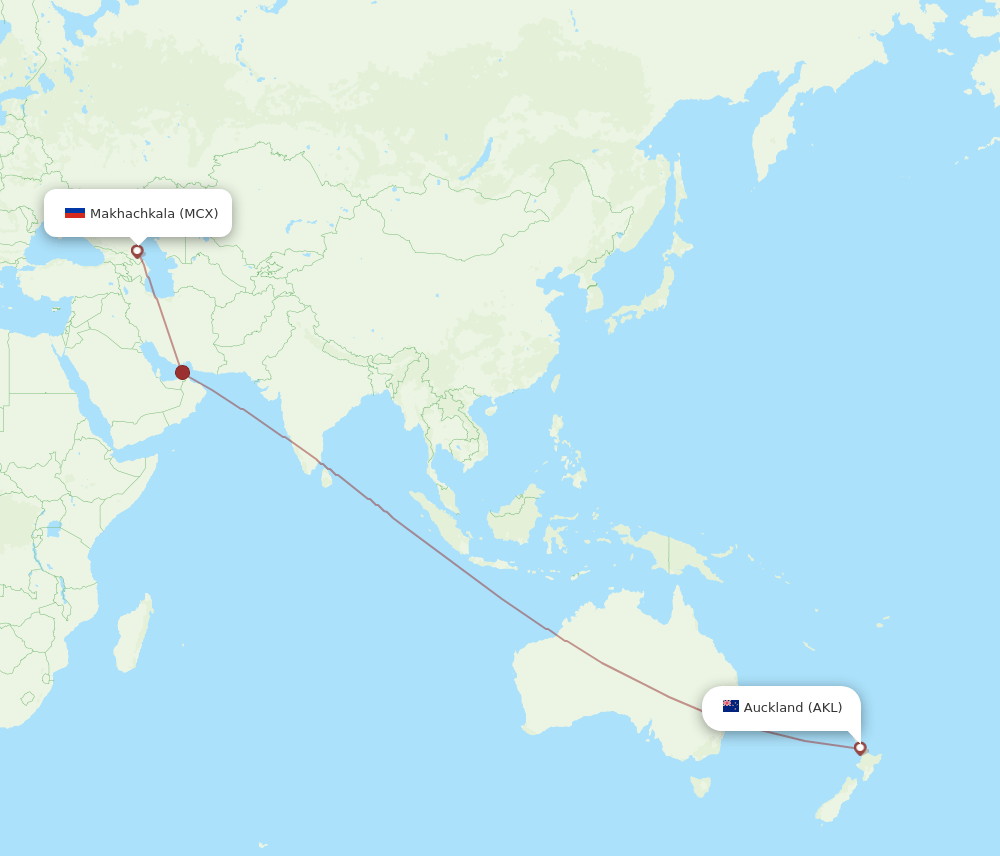 MCX to AKL flights and routes map