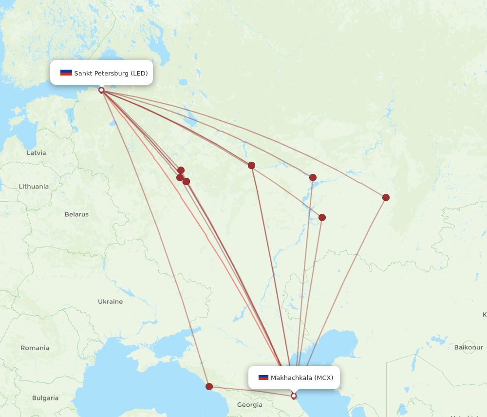 MCX-LED flight routes