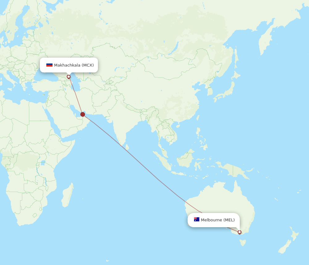 MCX-MEL flight routes