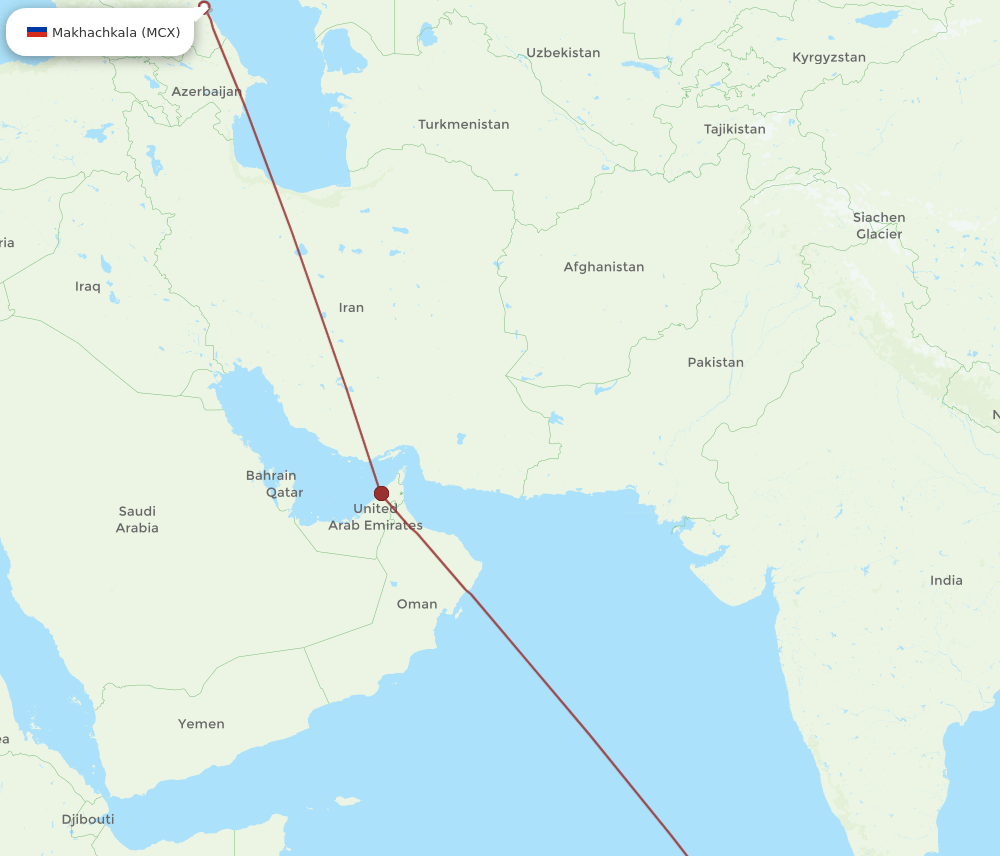 MCX to MLE flights and routes map