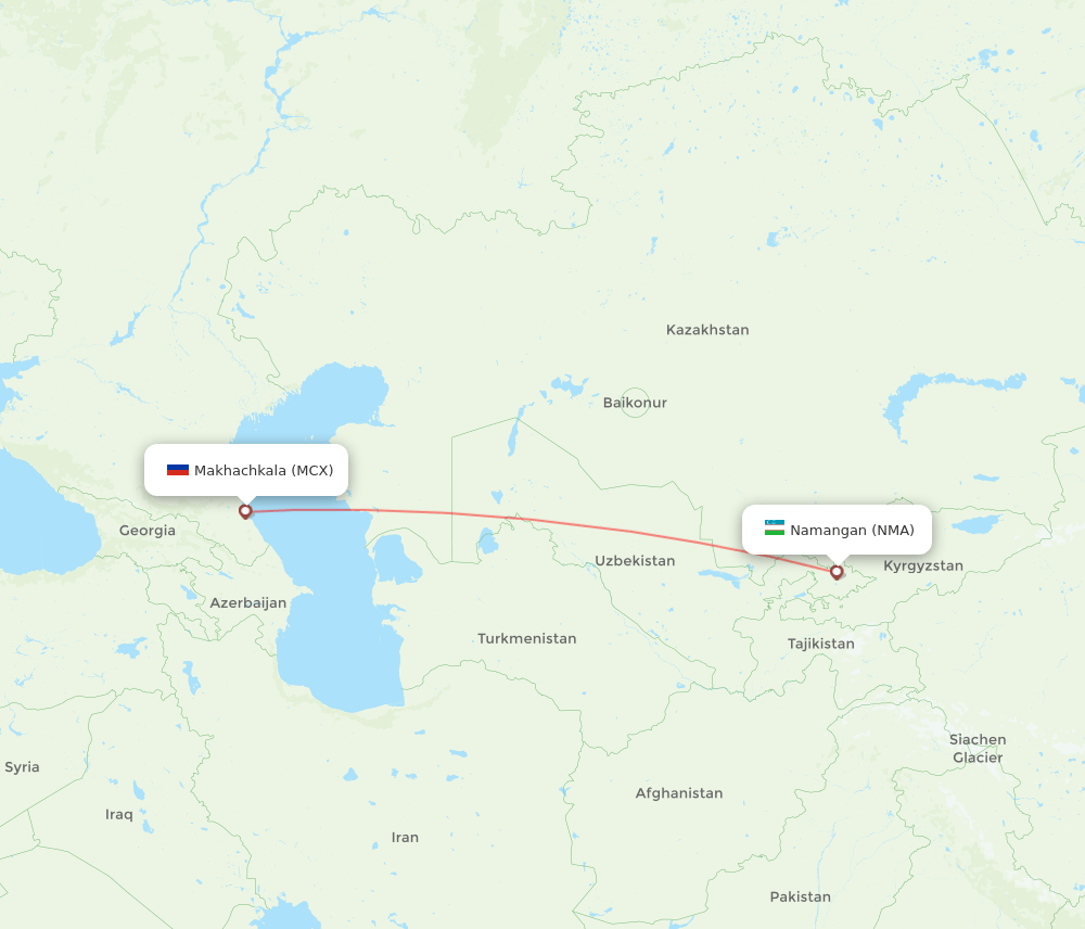 Makhachkala - Namangan route map and flight paths