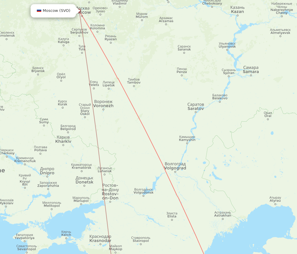 MCX to SVO flights and routes map