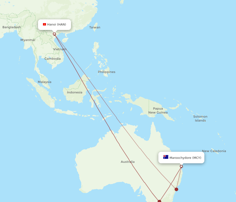 MCY-HAN flight routes