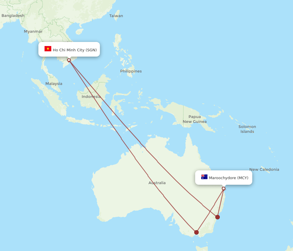 MCY-SGN flight routes