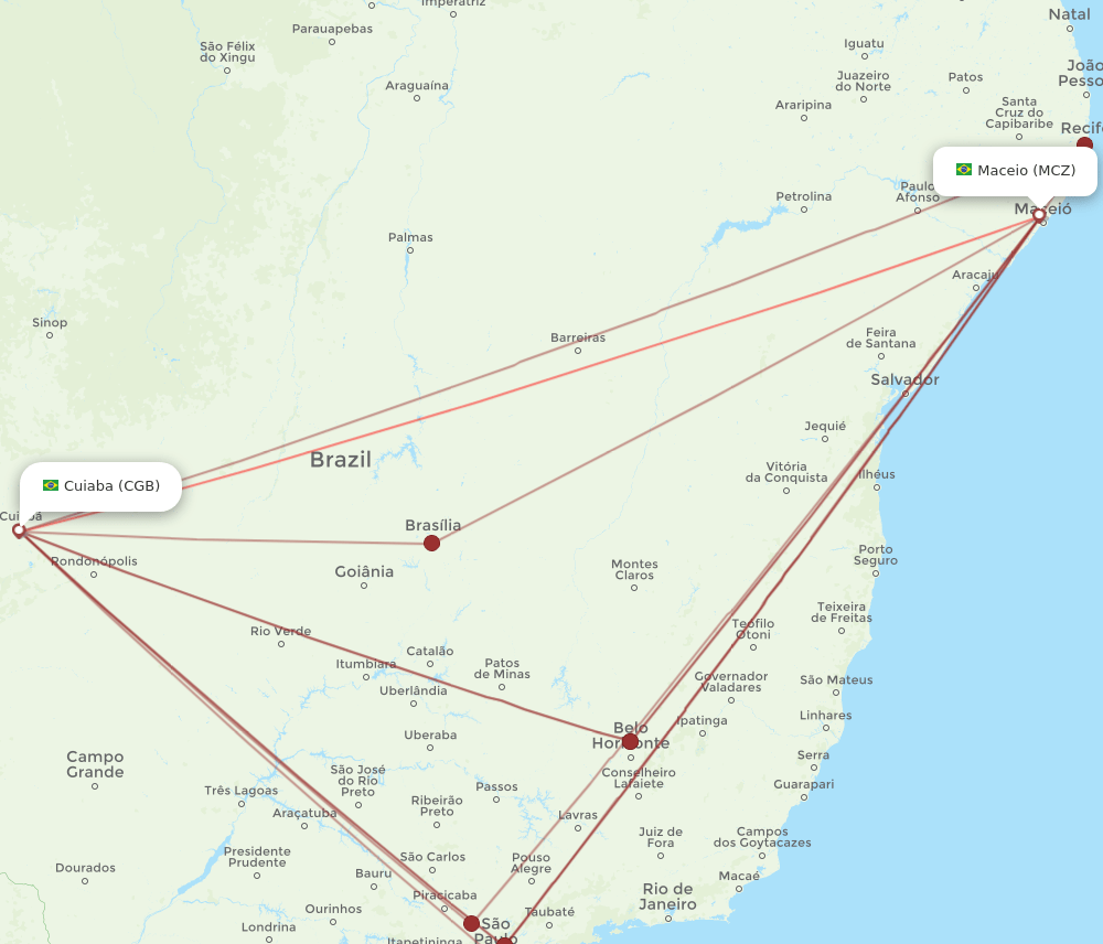 MCZ-CGB flight routes