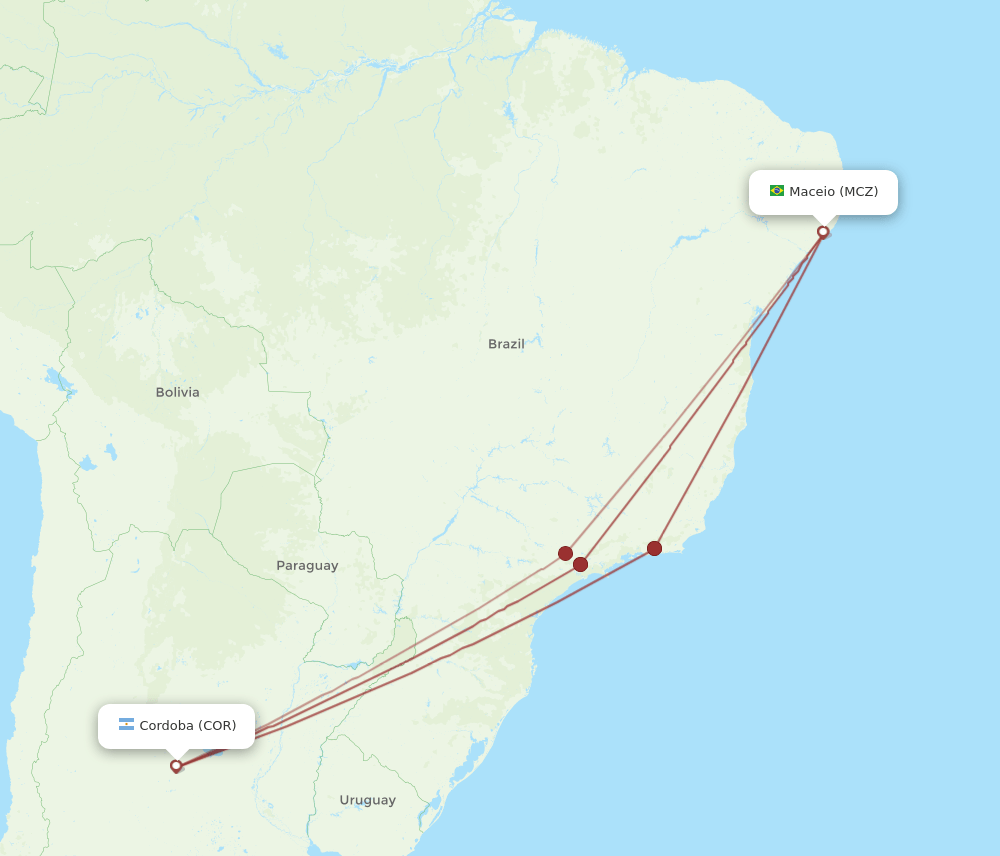 MCZ-COR flight routes
