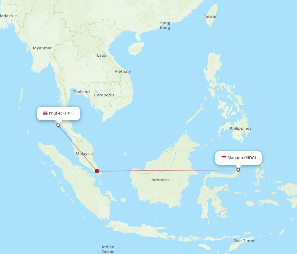 MDC-HKT flight routes