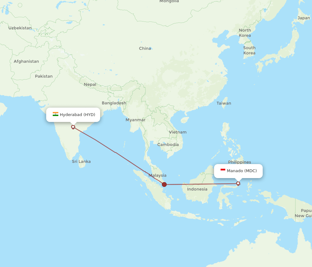 MDC-HYD flight routes