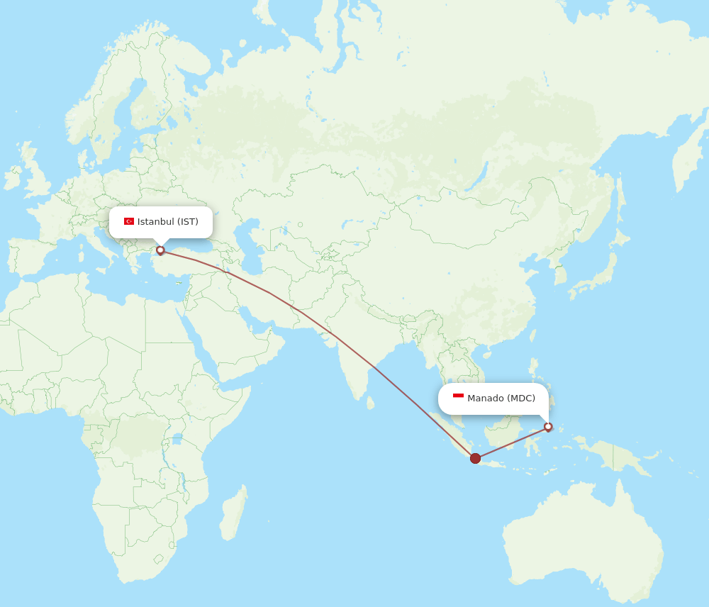 MDC to IST flights and routes map