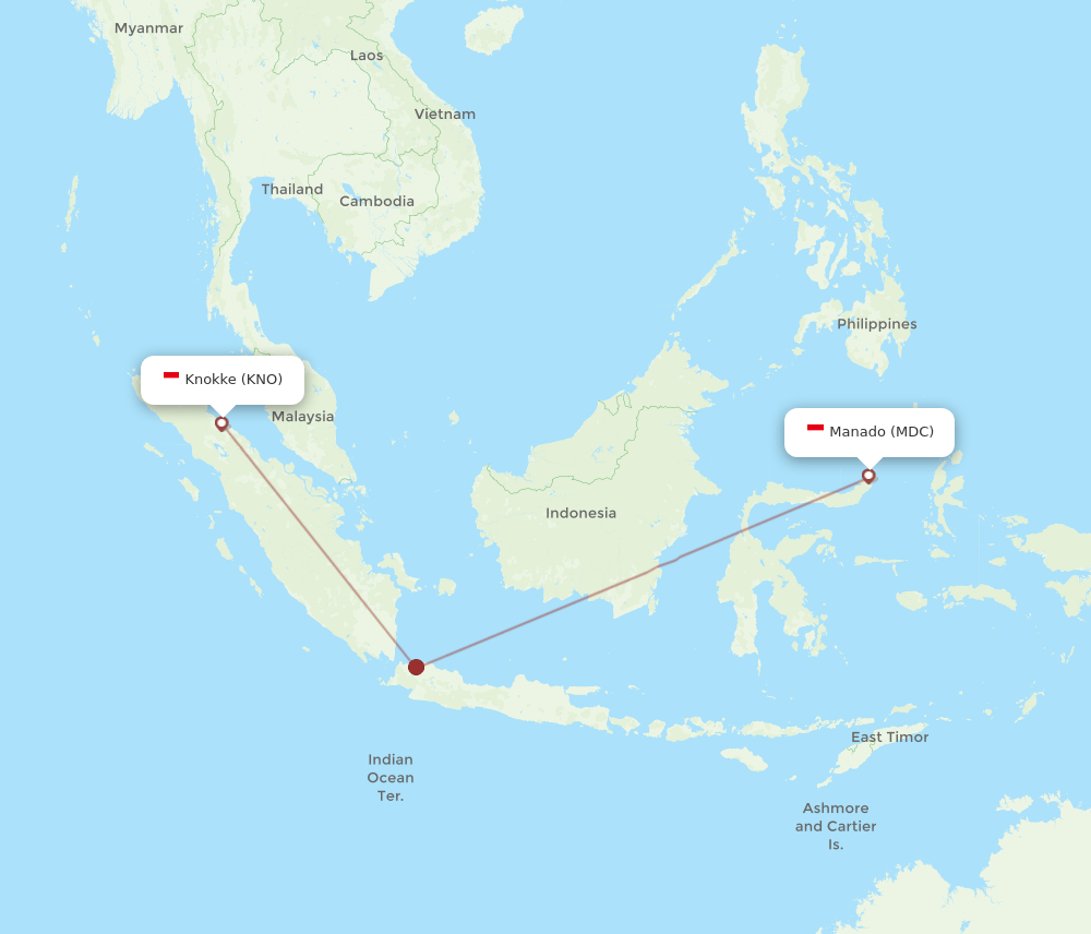 MDC-KNO flight routes