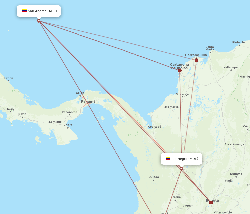 MDE to ADZ flights and routes map