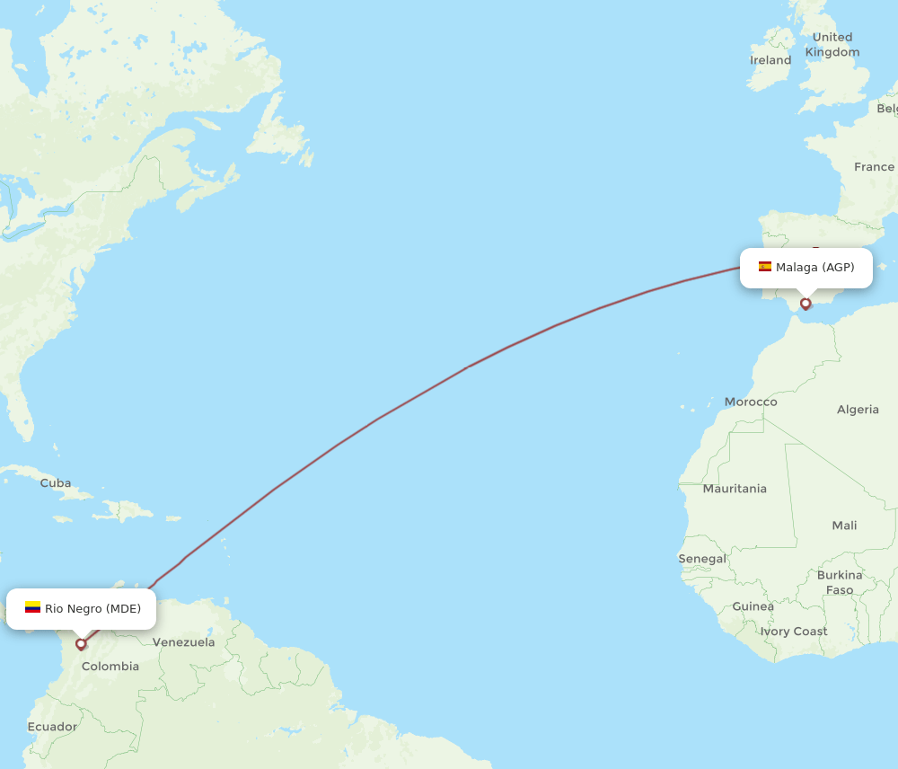 MDE-AGP flight routes