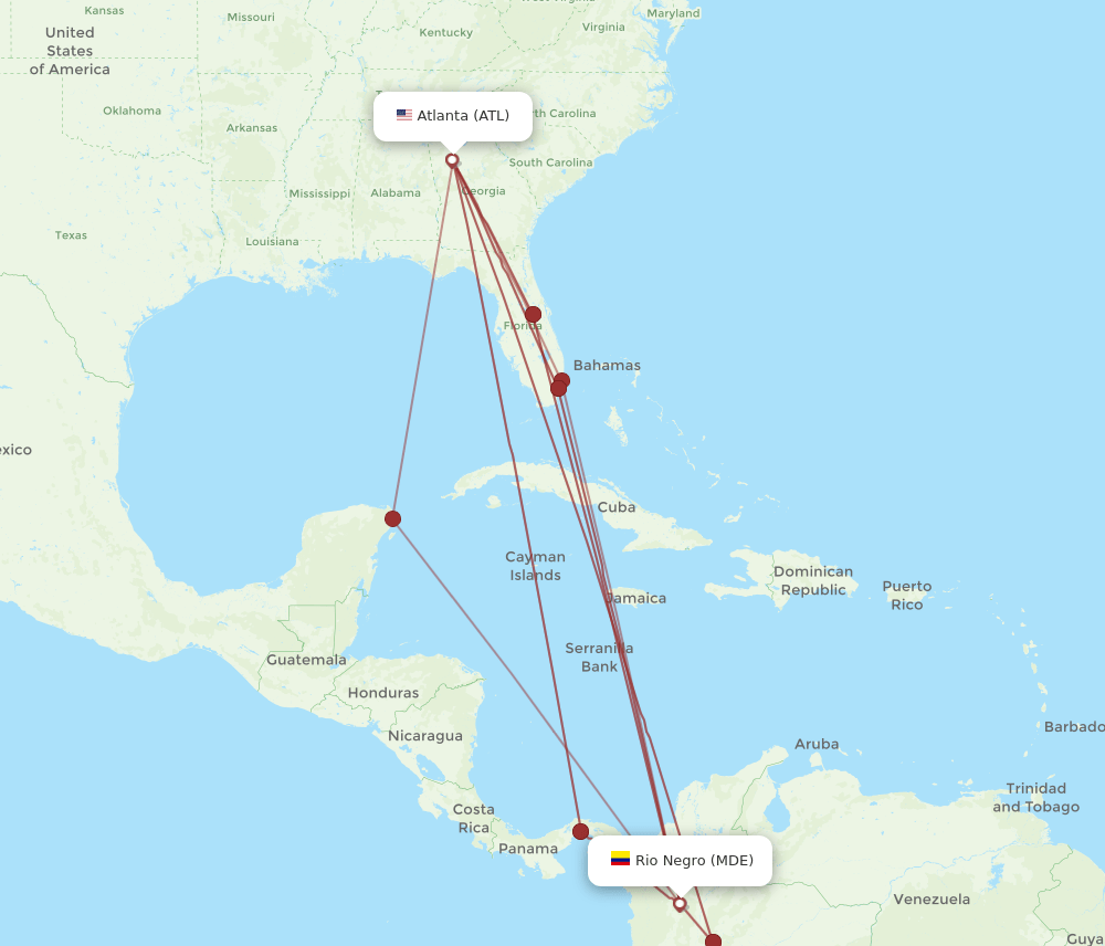 MDE-ATL flight routes