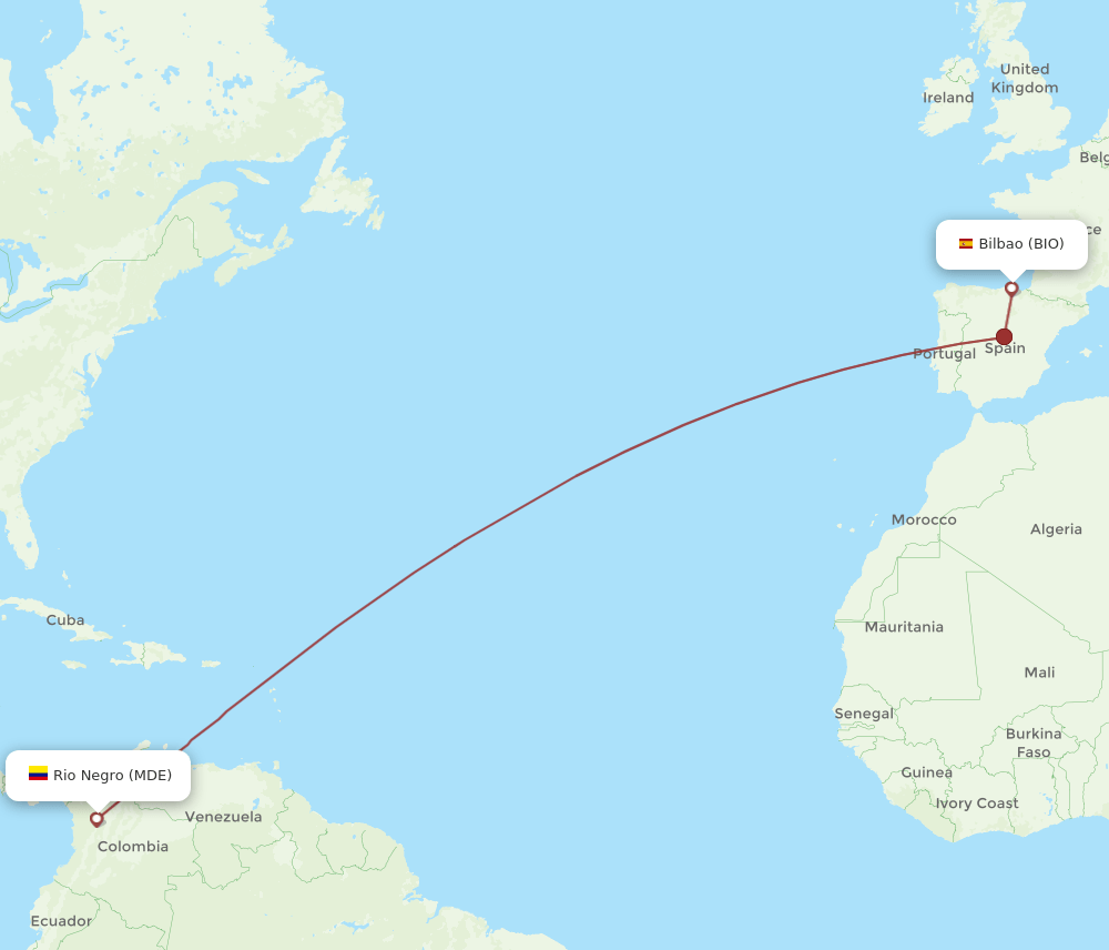 MDE-BIO flight routes