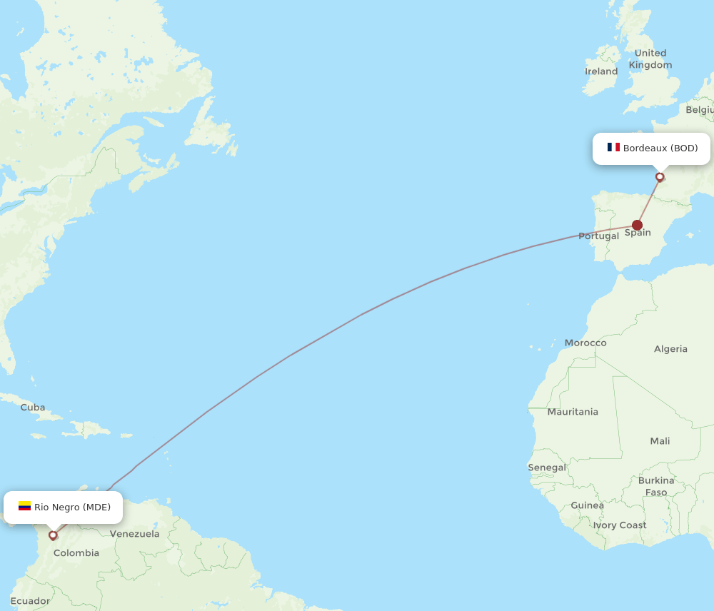 MDE to BOD flights and routes map