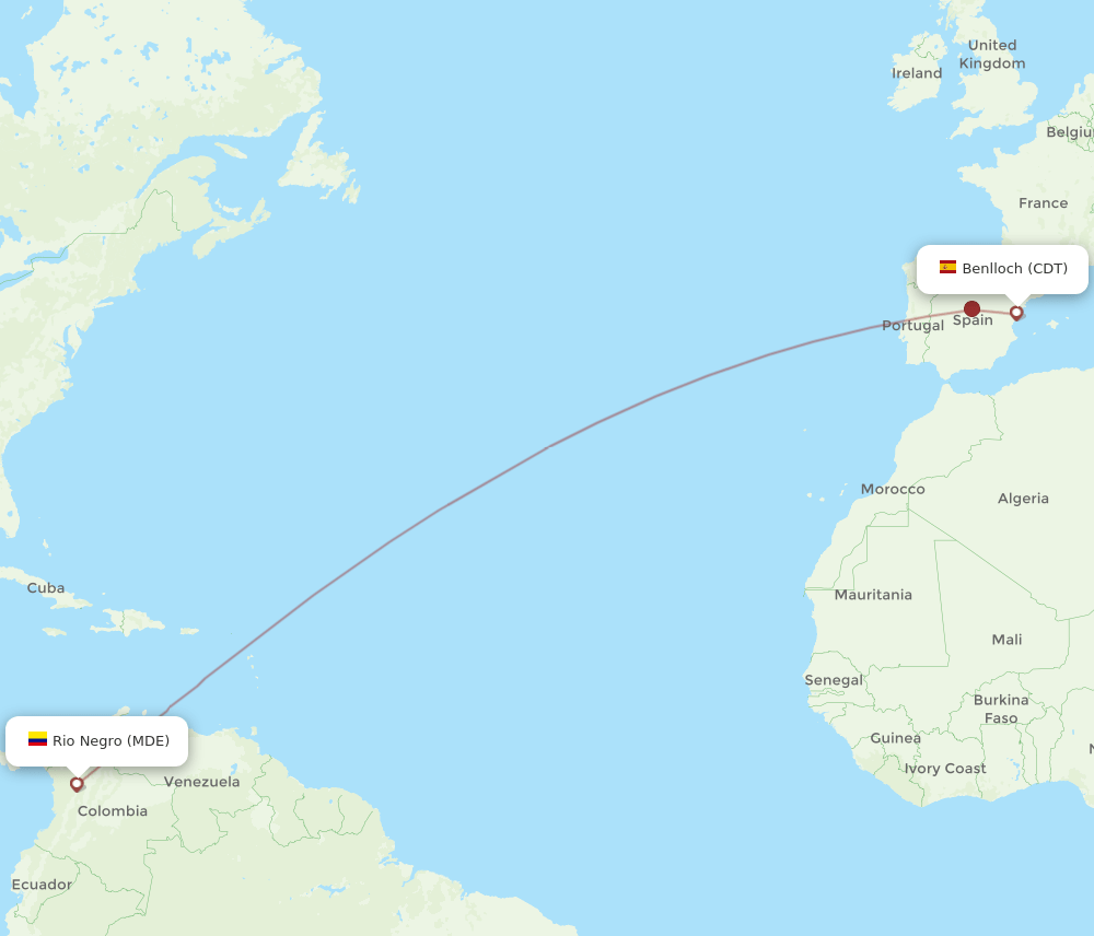 MDE-CDT flight routes