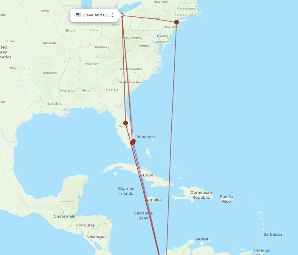 MDE to CLE flights and routes map