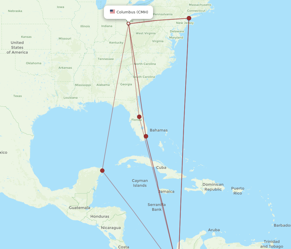 MDE-CMH flight routes