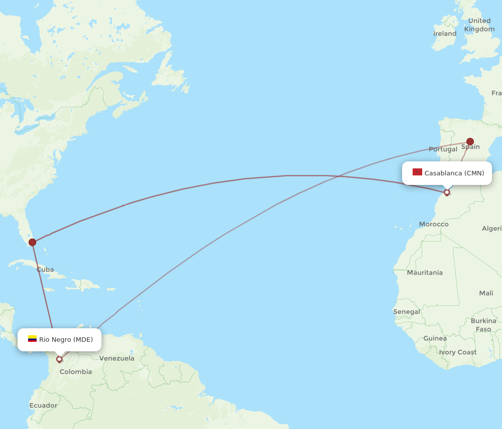 MDE-CMN flight routes