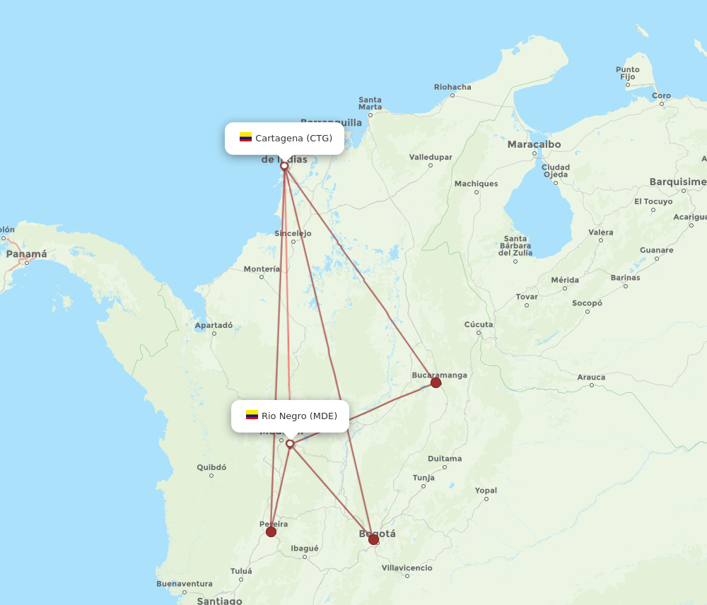 MDE to CTG flights and routes map