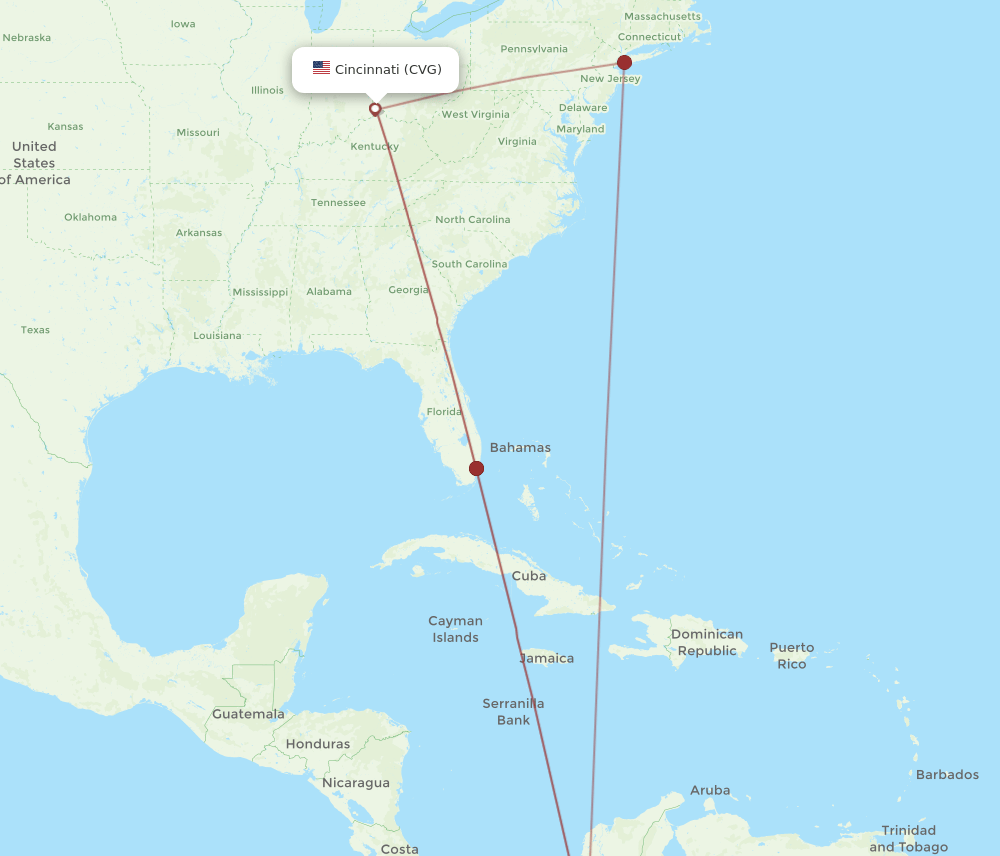 MDE-CVG flight routes