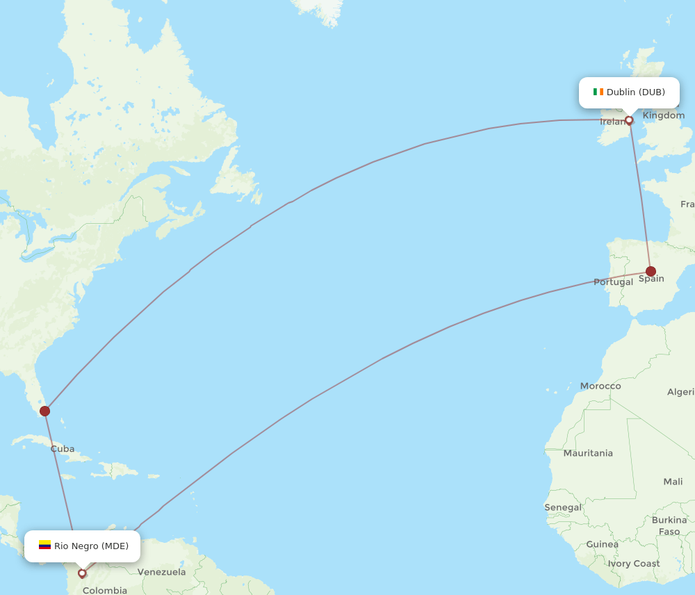 MDE-DUB flight routes