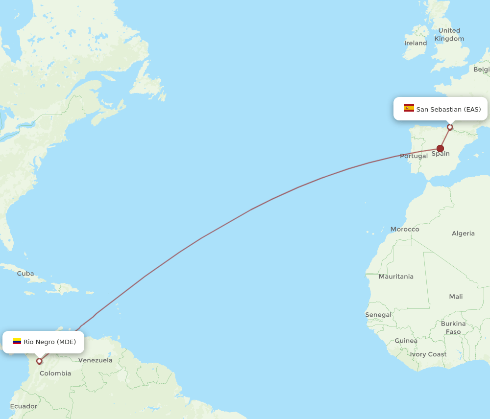 MDE-EAS flight routes