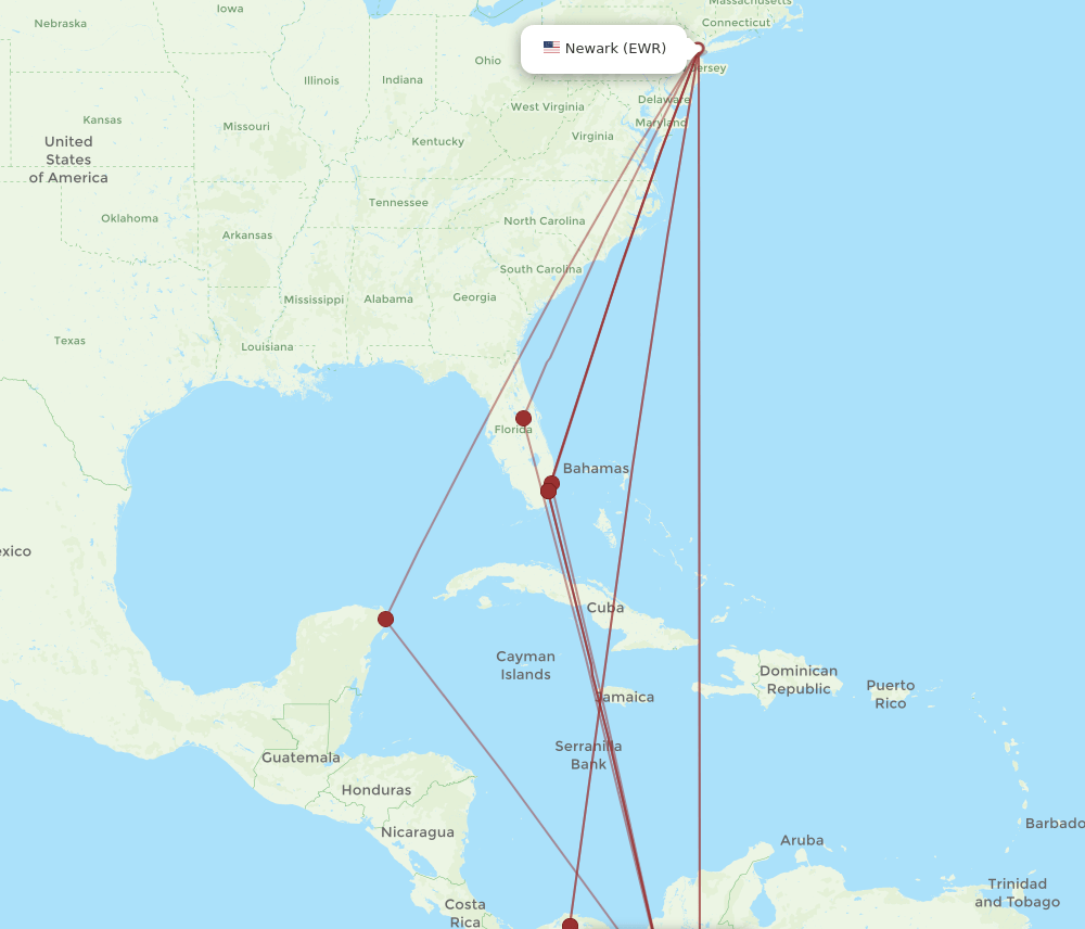 MDE-EWR flight routes