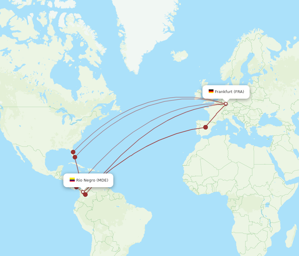 MDE-FRA flight routes