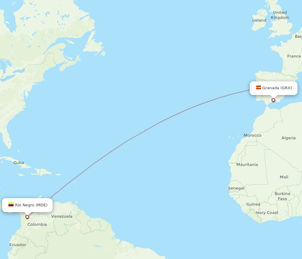 MDE-GRX flight routes