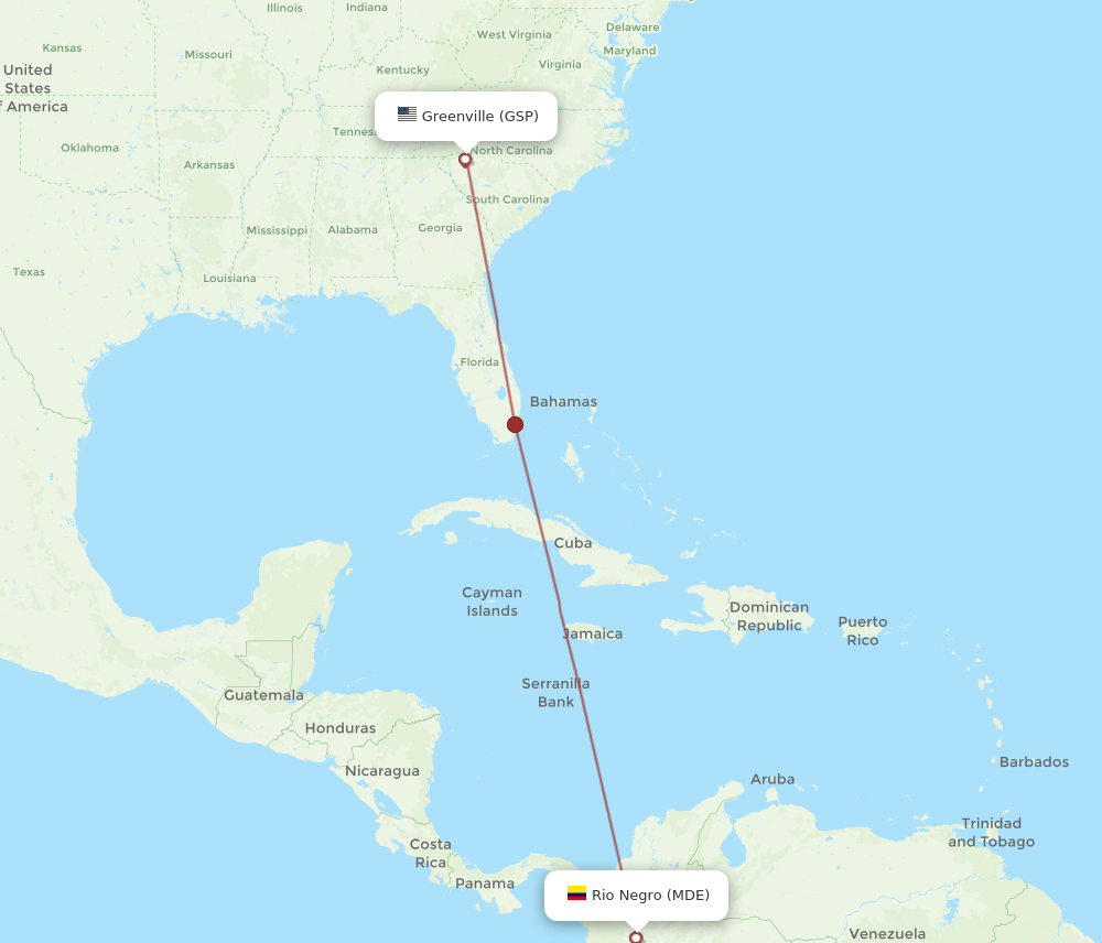 MDE-GSP flight routes