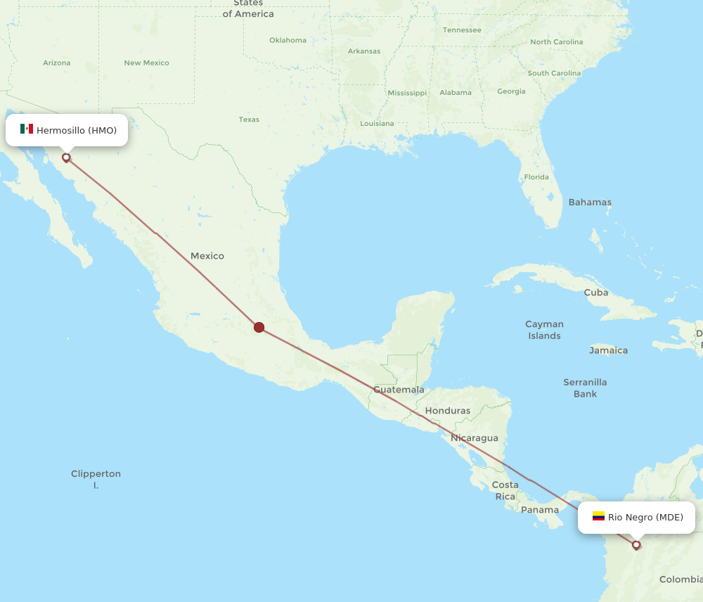 MDE to HMO flights and routes map