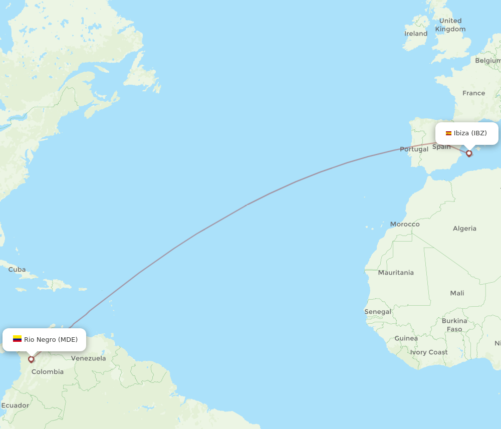 MDE-IBZ flight routes