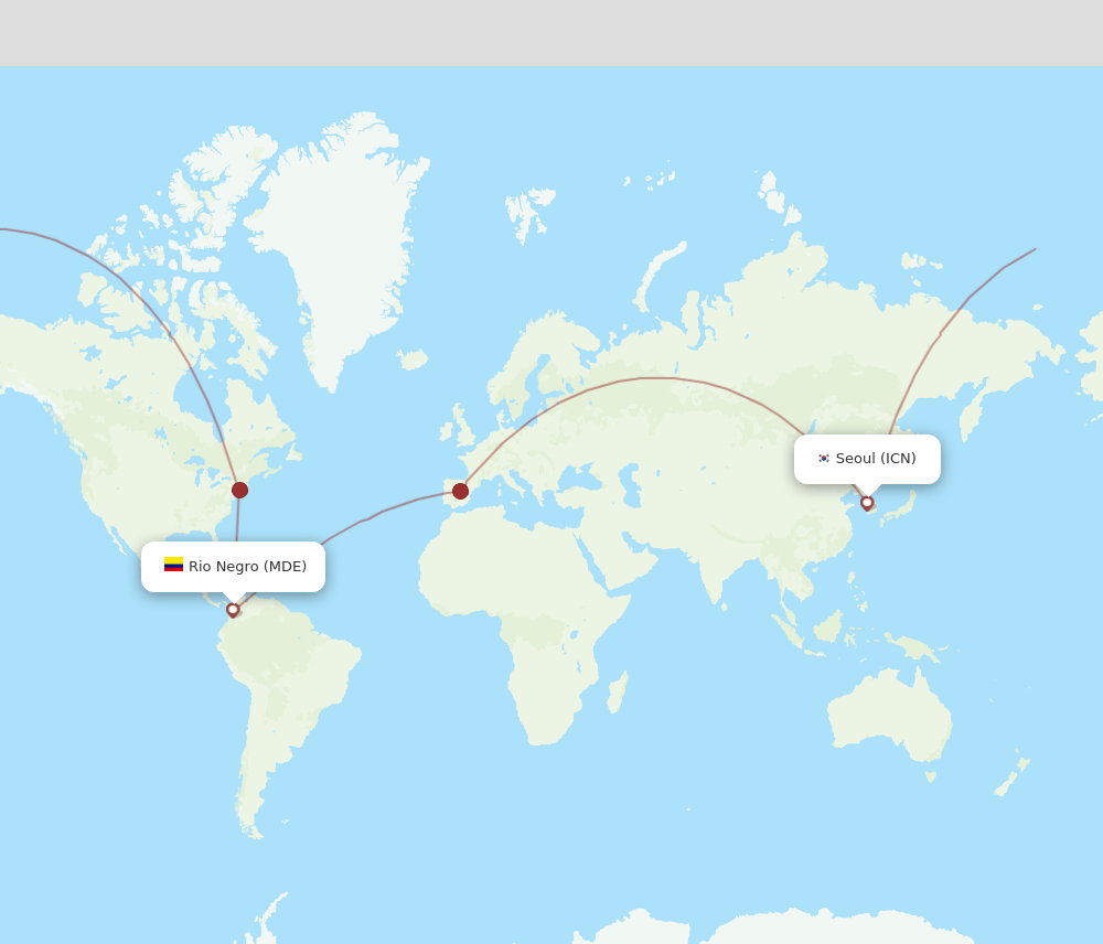 MDE-ICN flight routes