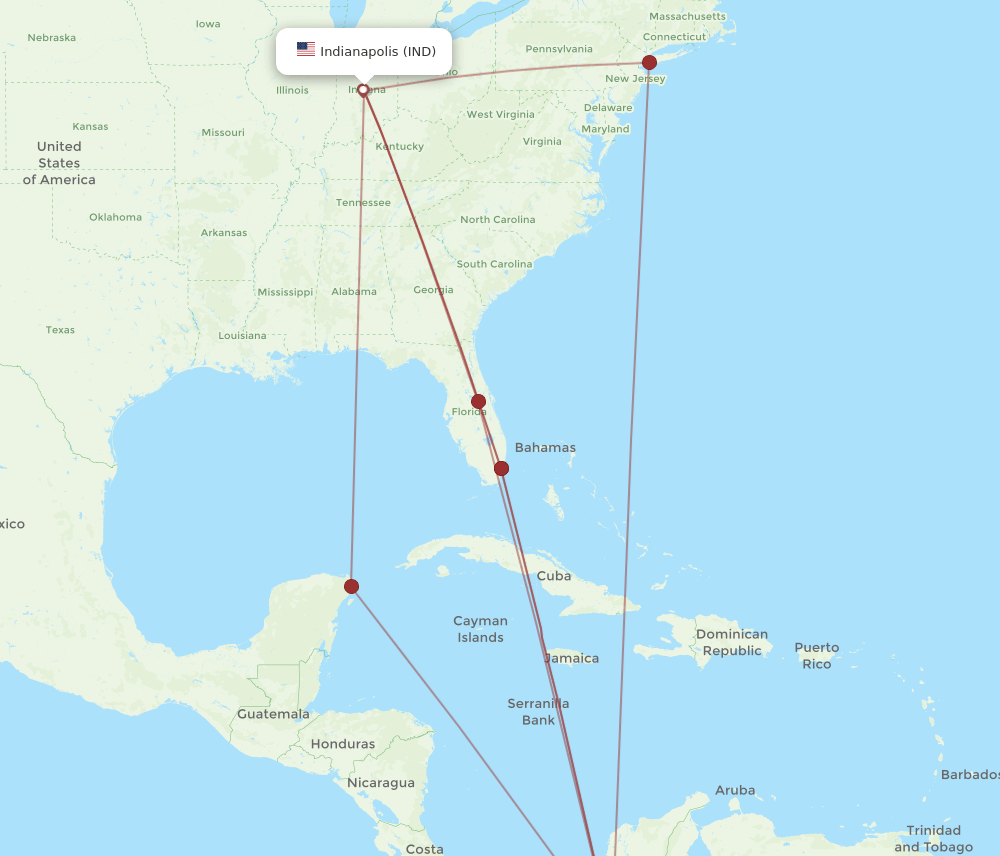 MDE-IND flight routes