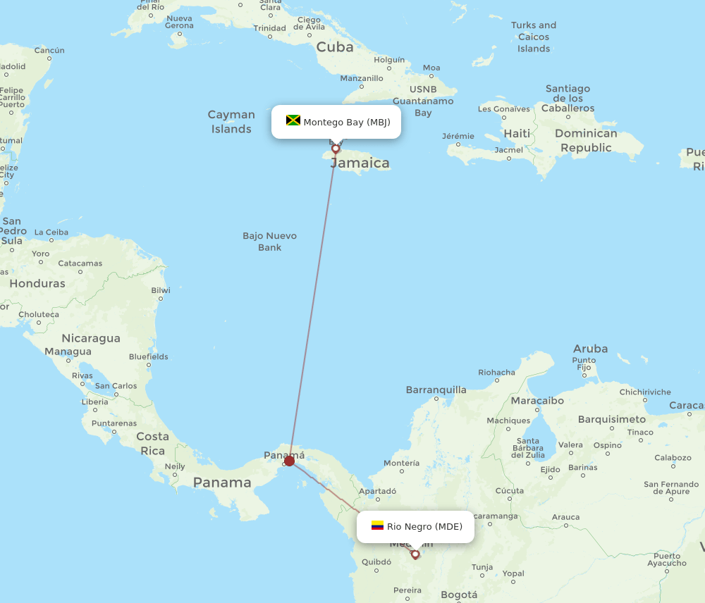 MDE-MBJ flight routes