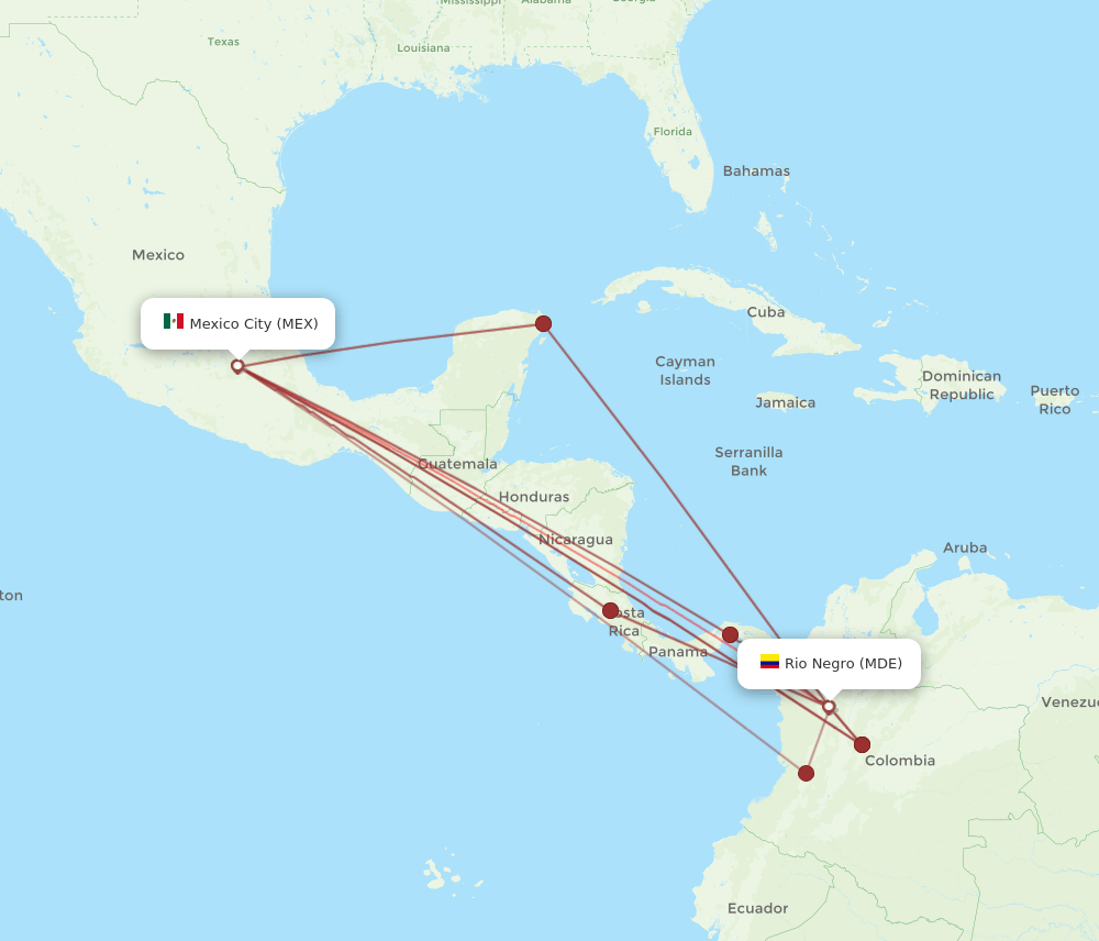 MDE-MEX flight routes