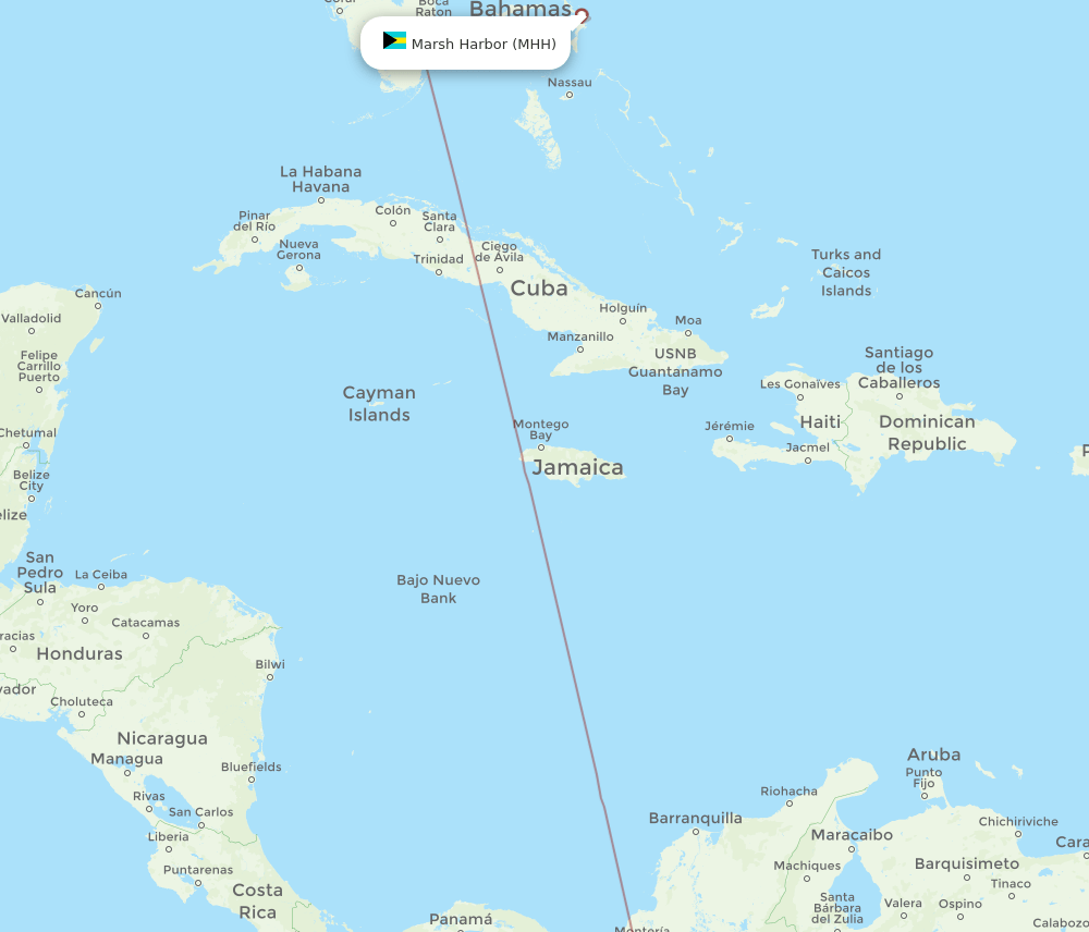 MDE-MHH flight routes