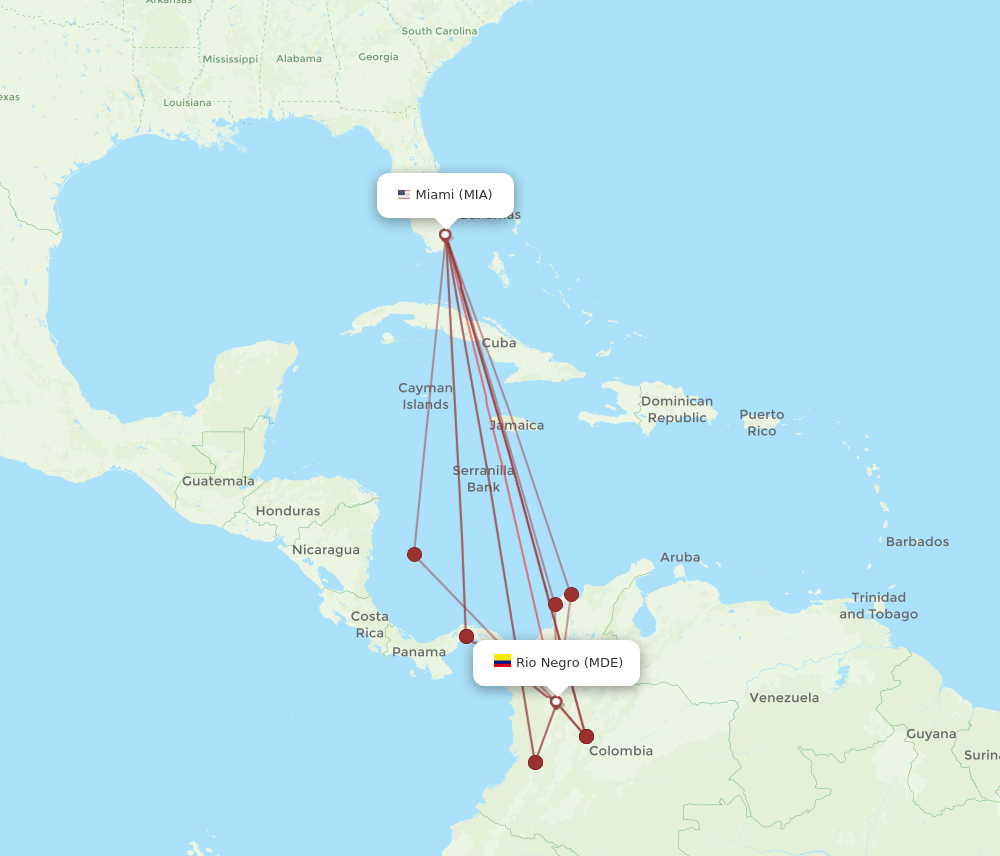MDE-MIA flight routes